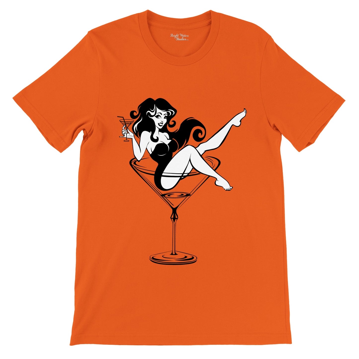 Pin-up in martini glass T-shirt