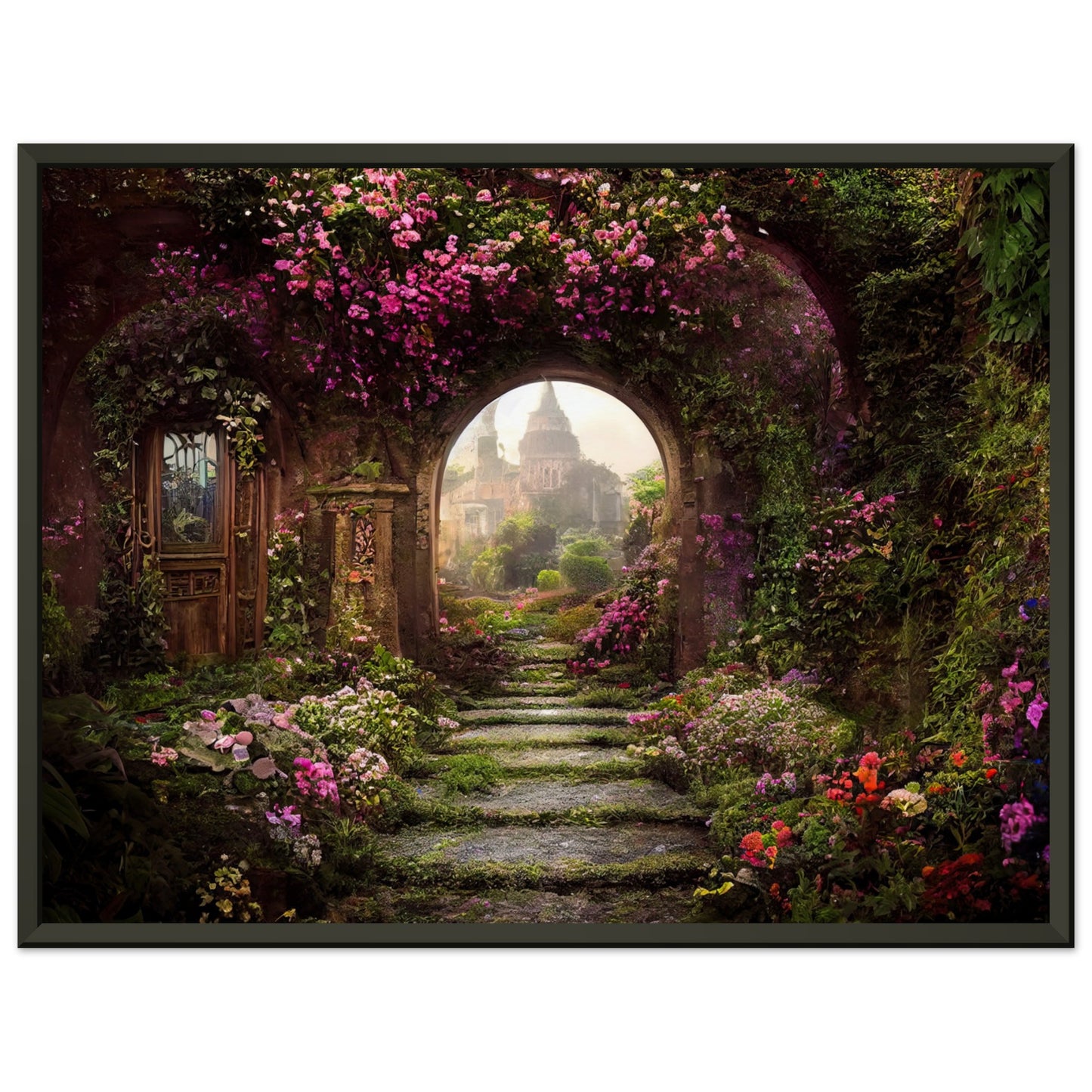 Fairytale garden with flower arches