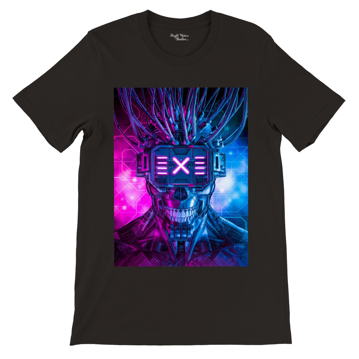 Cyberpunk skull robot T-shirt