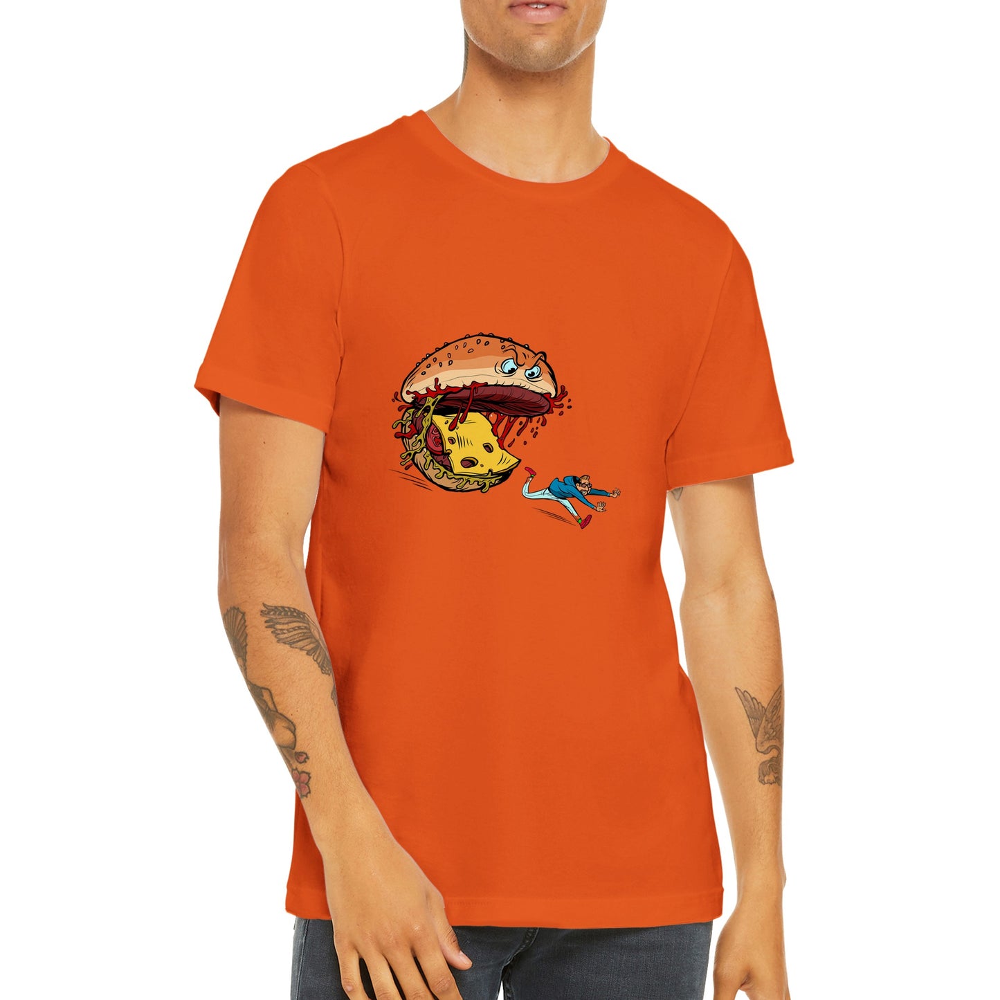 Monster Burger chasing man T-shirt