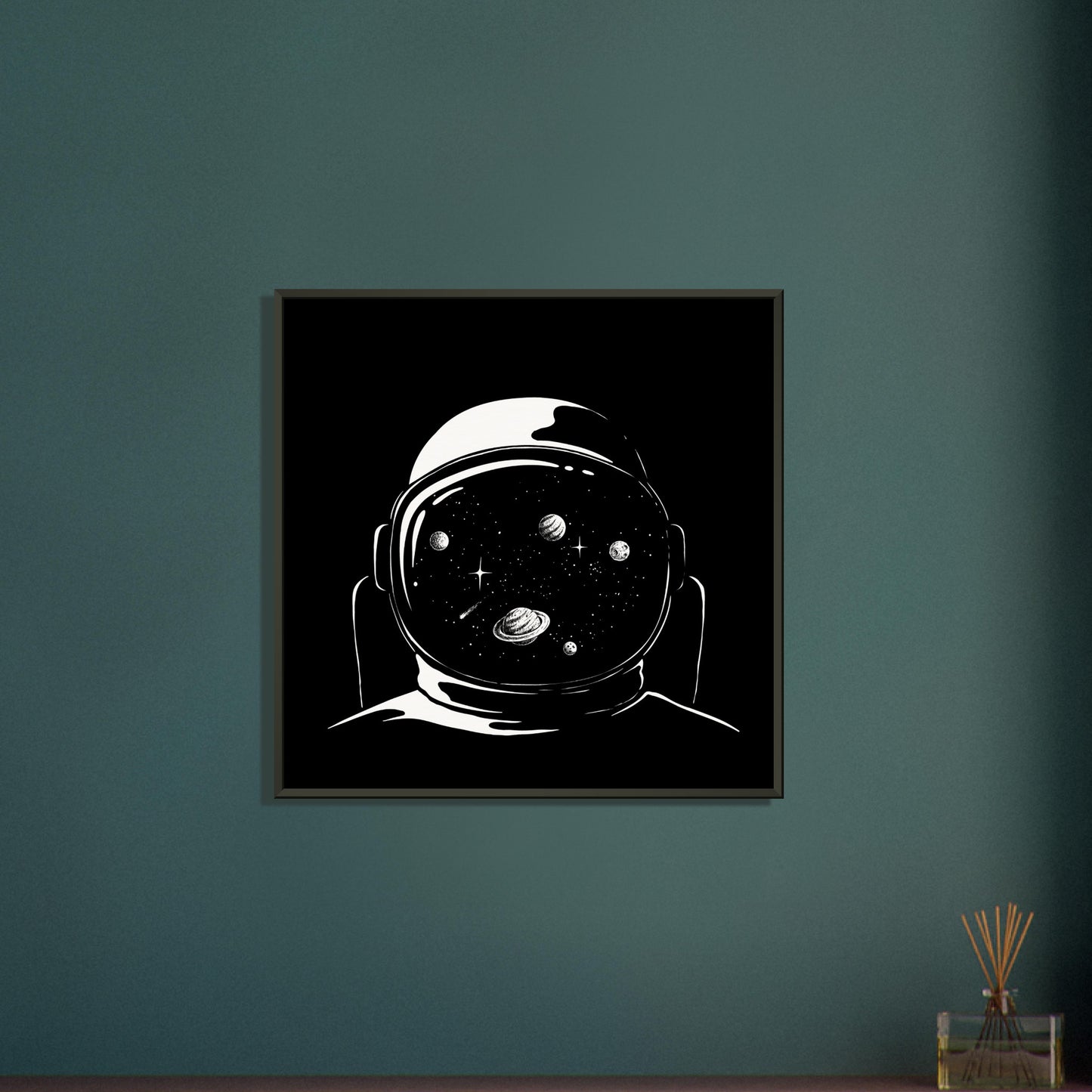 Space reflection in an astronauts helmet