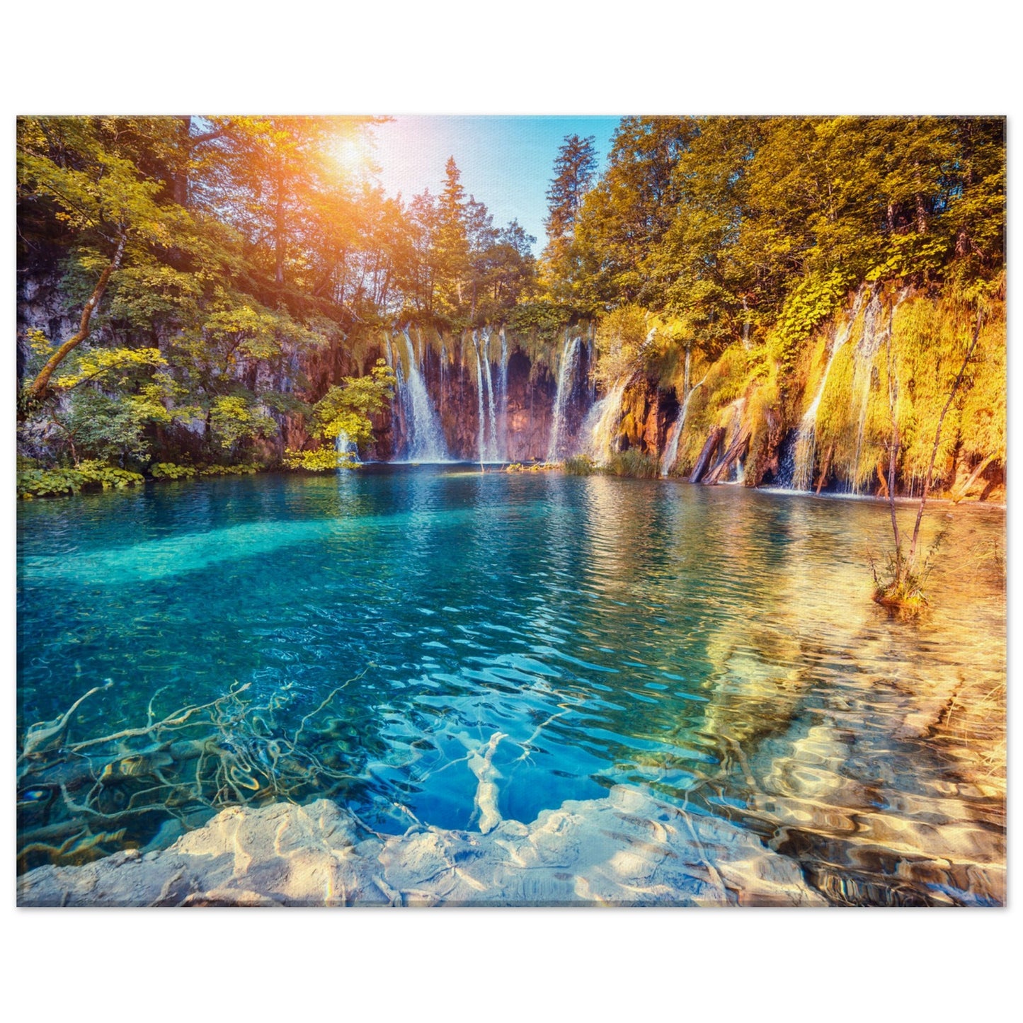 Waterfall And Lake In Croatia