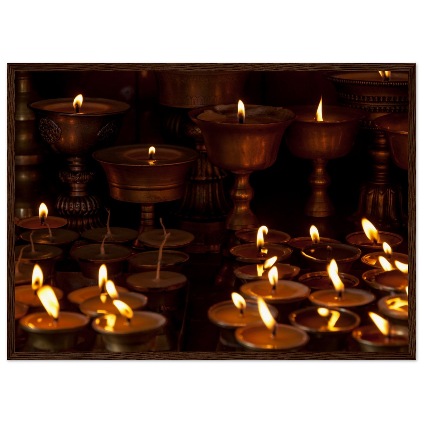 Lit candles at the monkey temple of Kathmandu