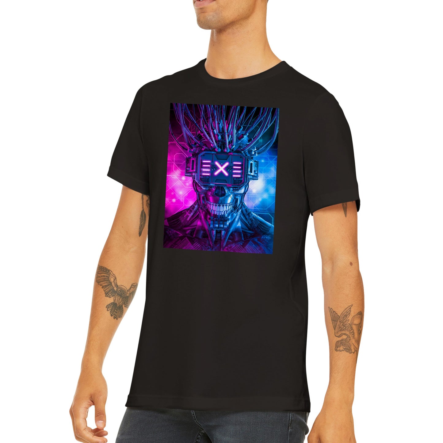 Cyberpunk skull robot T-shirt