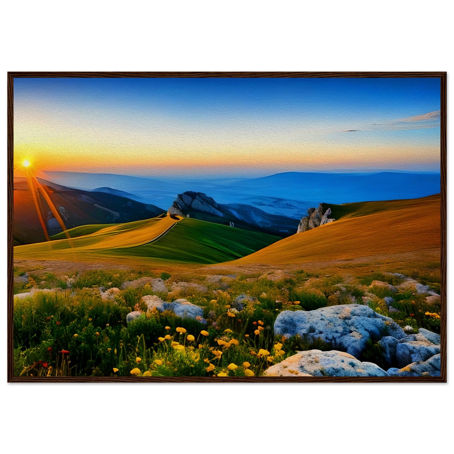 Mountain landscape with sunset