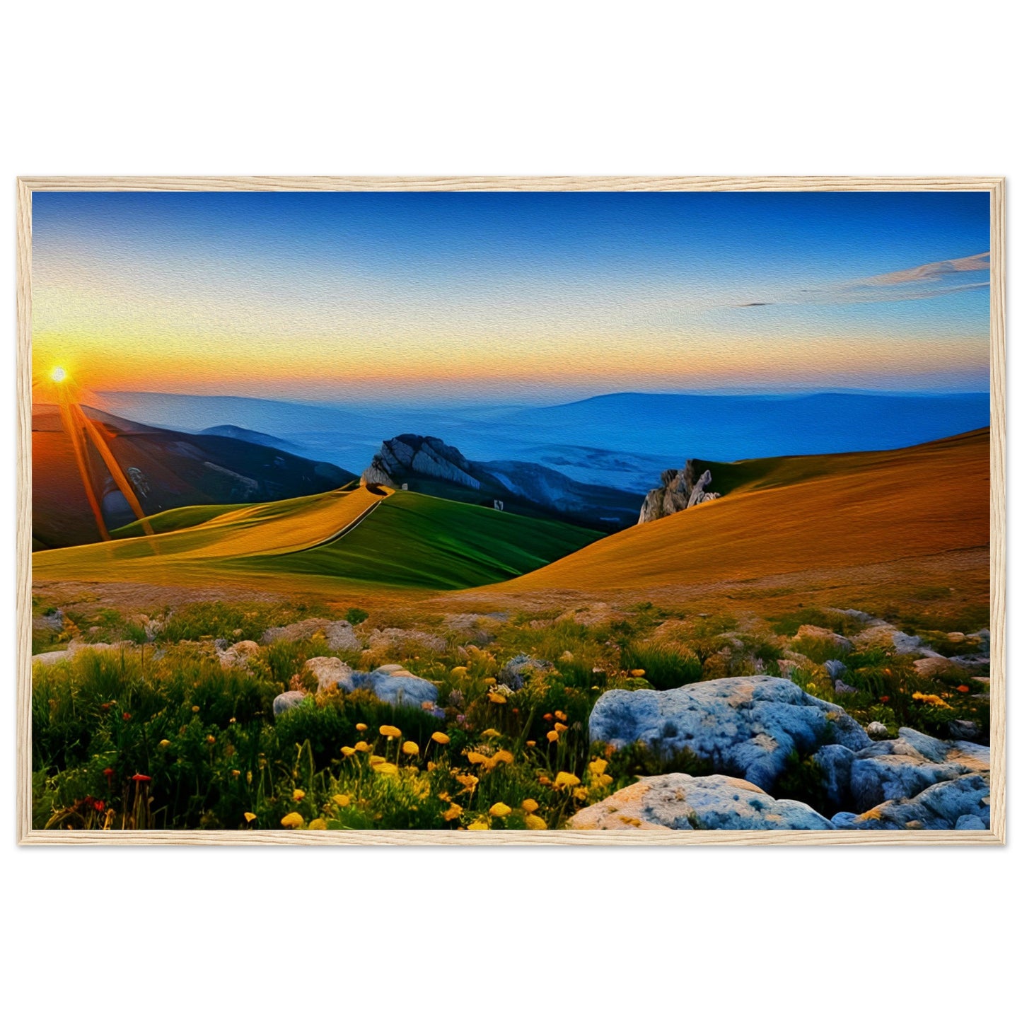 Mountain landscape with sunset