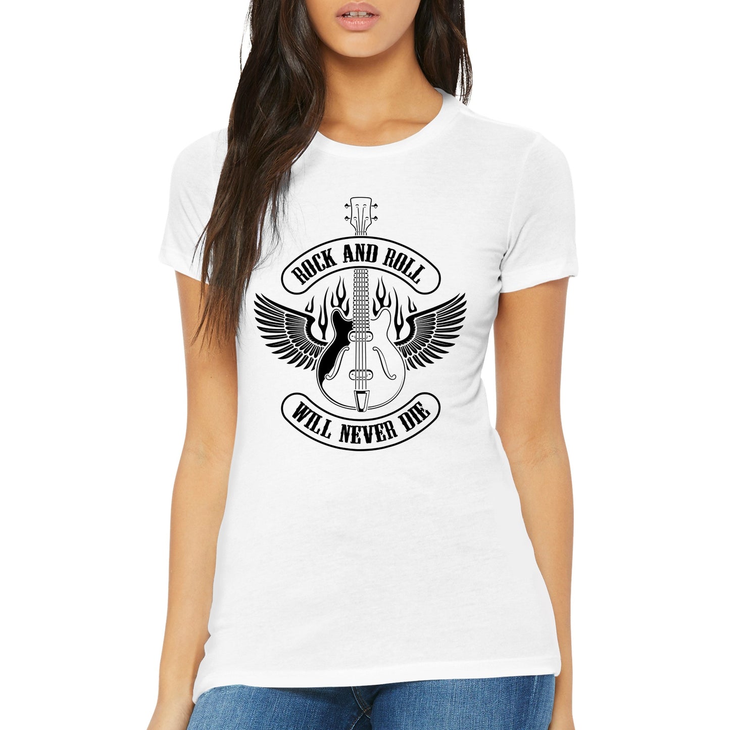 Rock and Roll Will Never Die Womens T-shirt