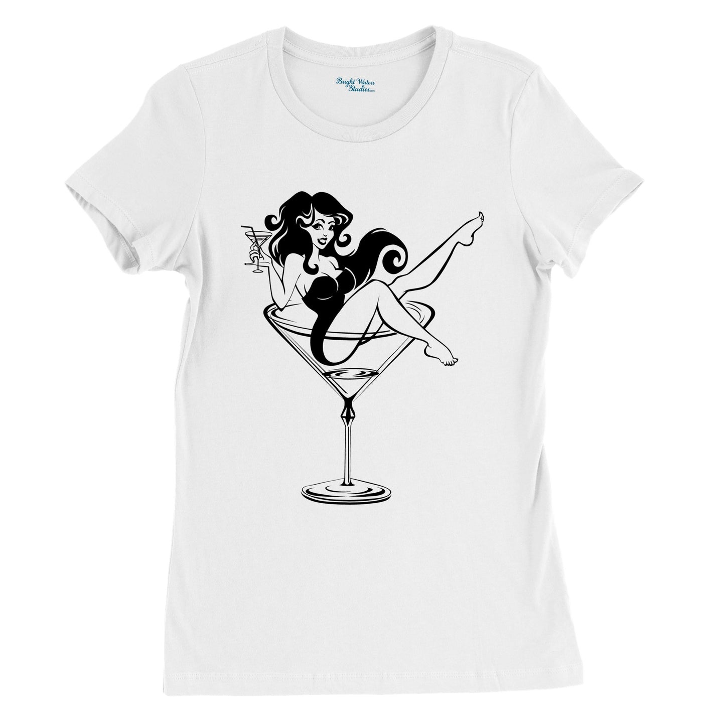 Pin-up in martini glass Womens T-shirt