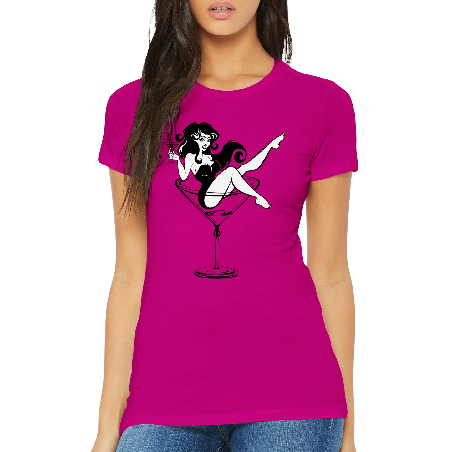 Pin-up in martini glass Womens T-shirt