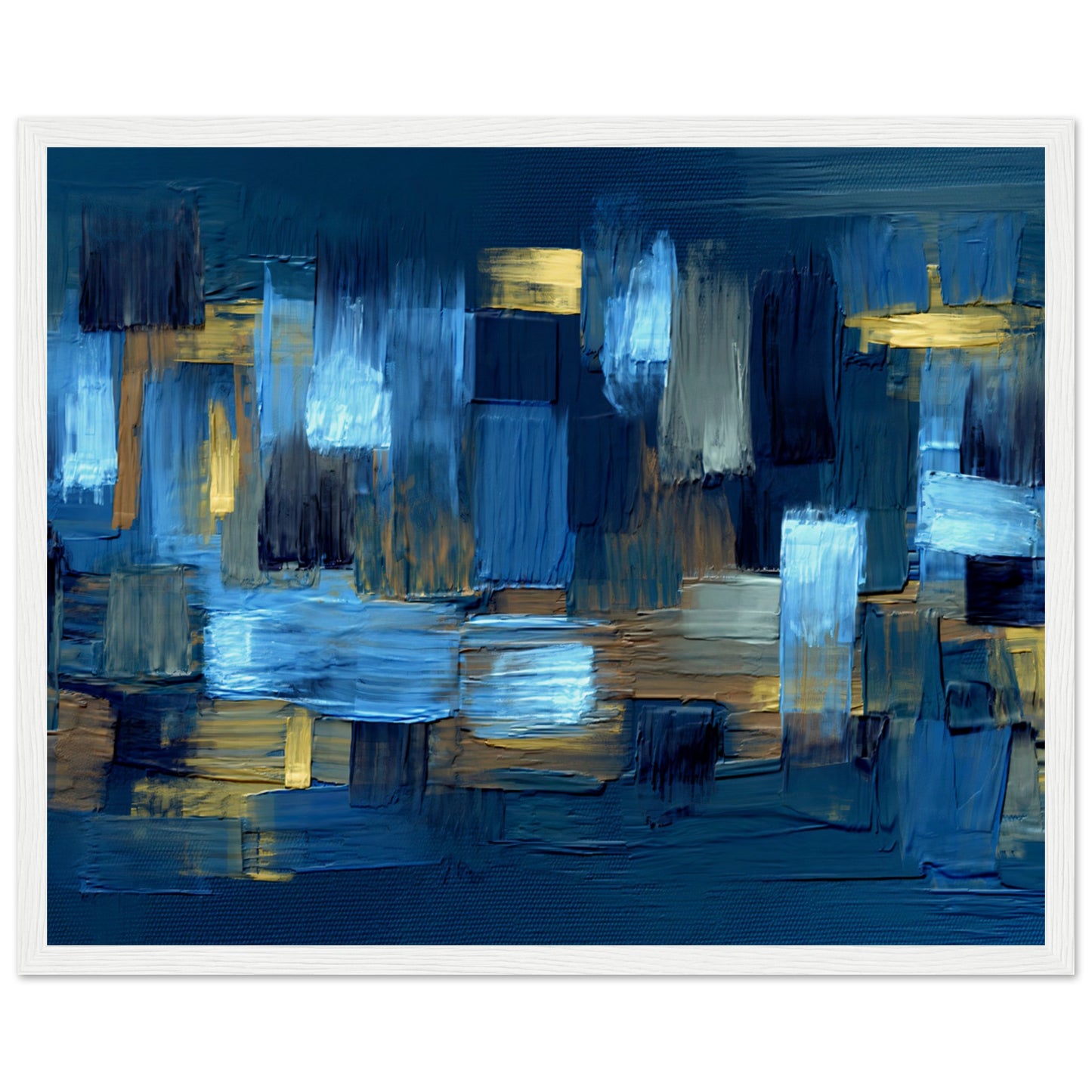 Blue and gold brush strokes