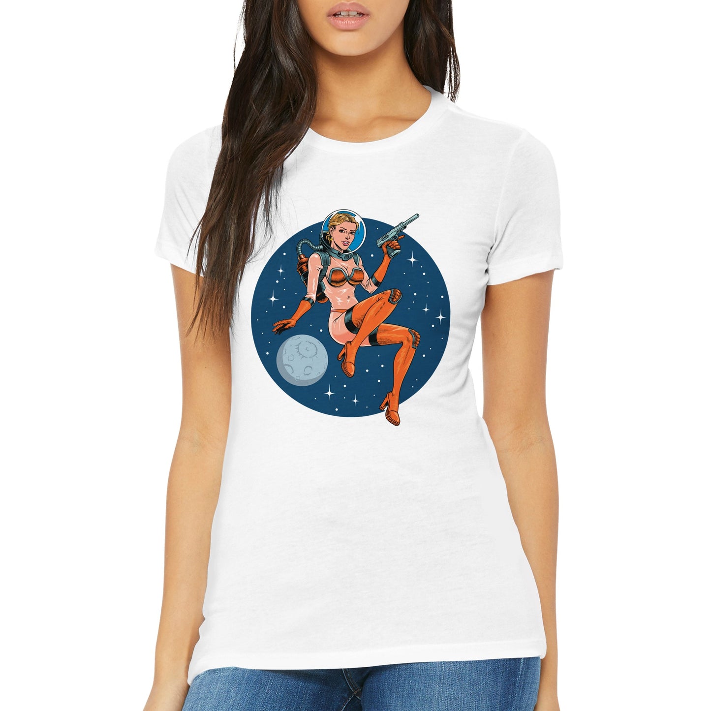 Pin-up in Space Womens T-shirt