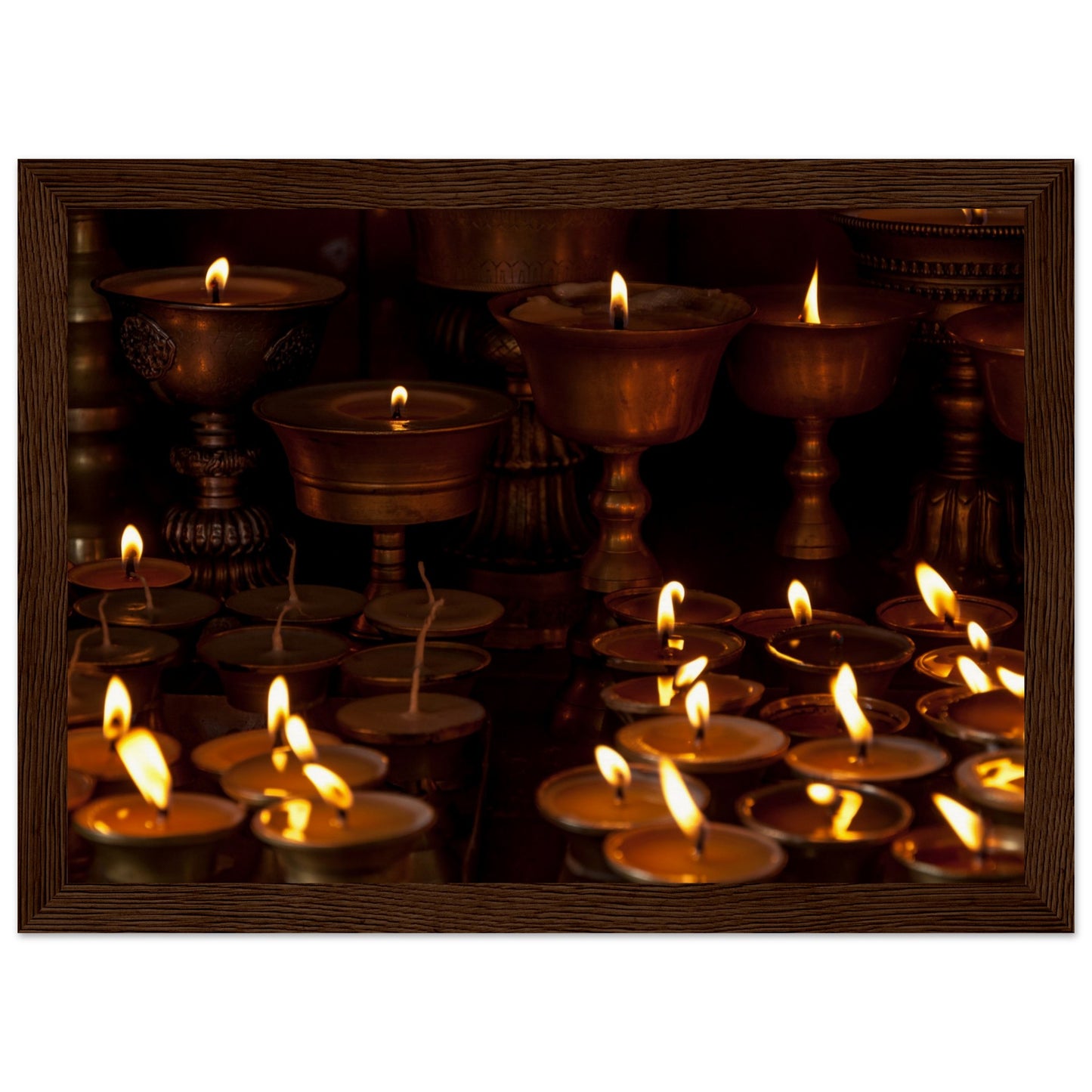 Lit candles at the monkey temple of Kathmandu