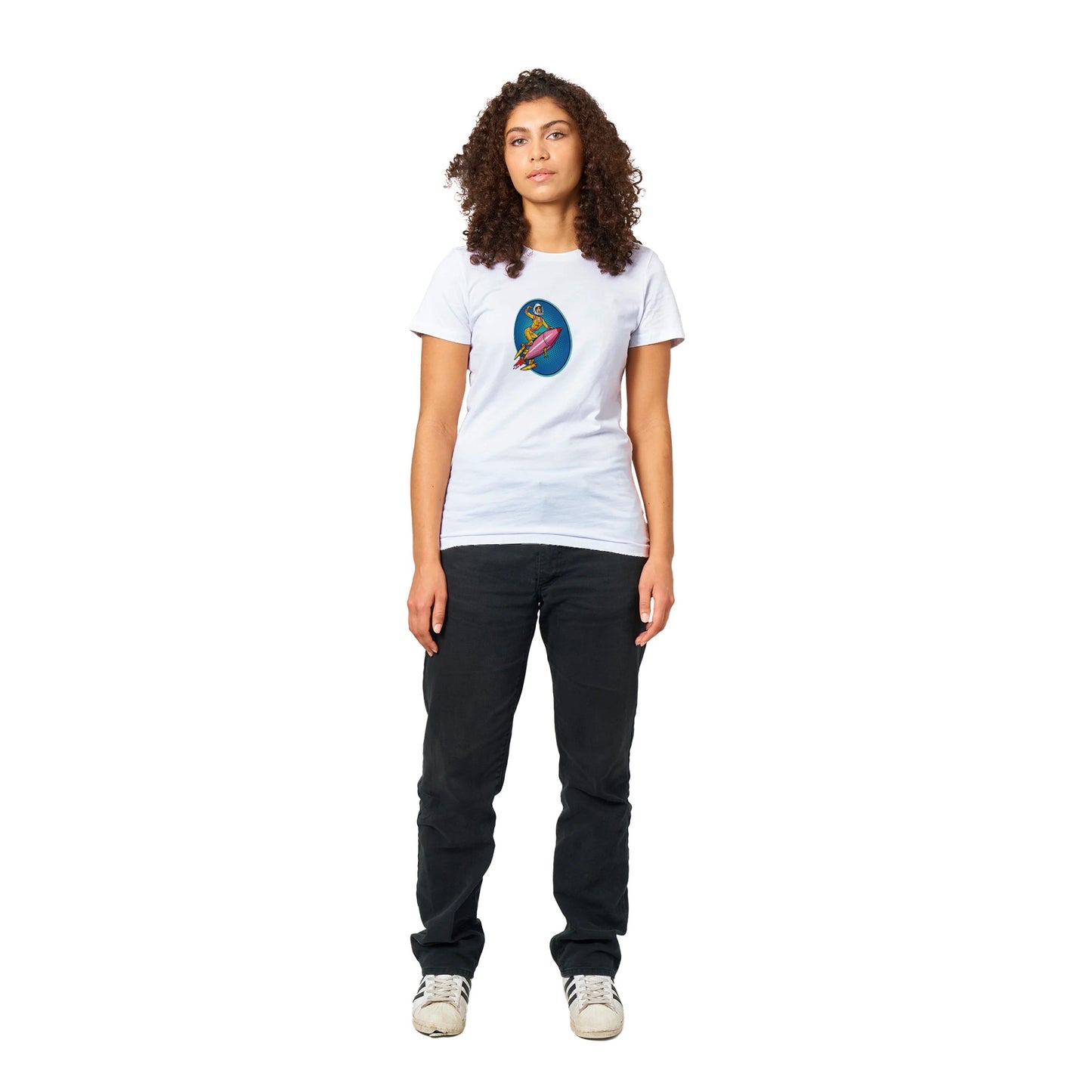 Pin-upgirl in space Womens T-shirt