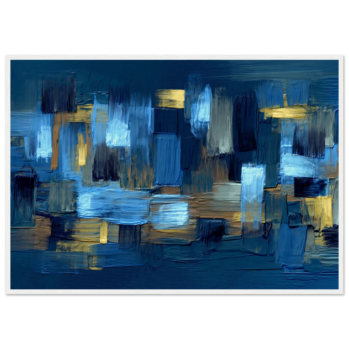 Blue and gold brush strokes