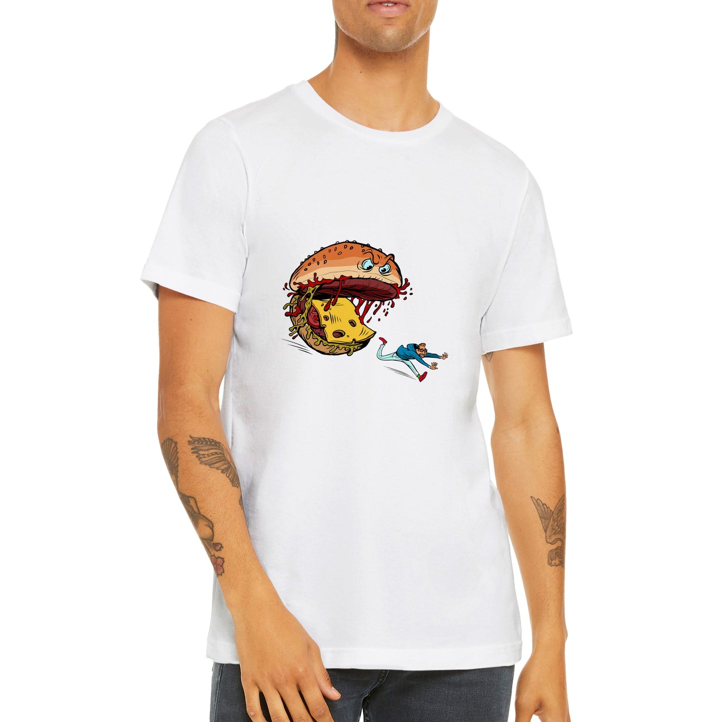 Monster Burger chasing man T-shirt