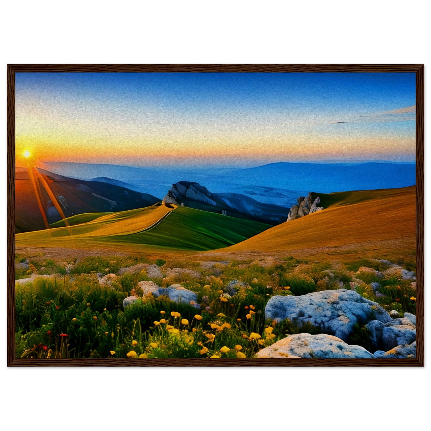 Mountain landscape with sunset