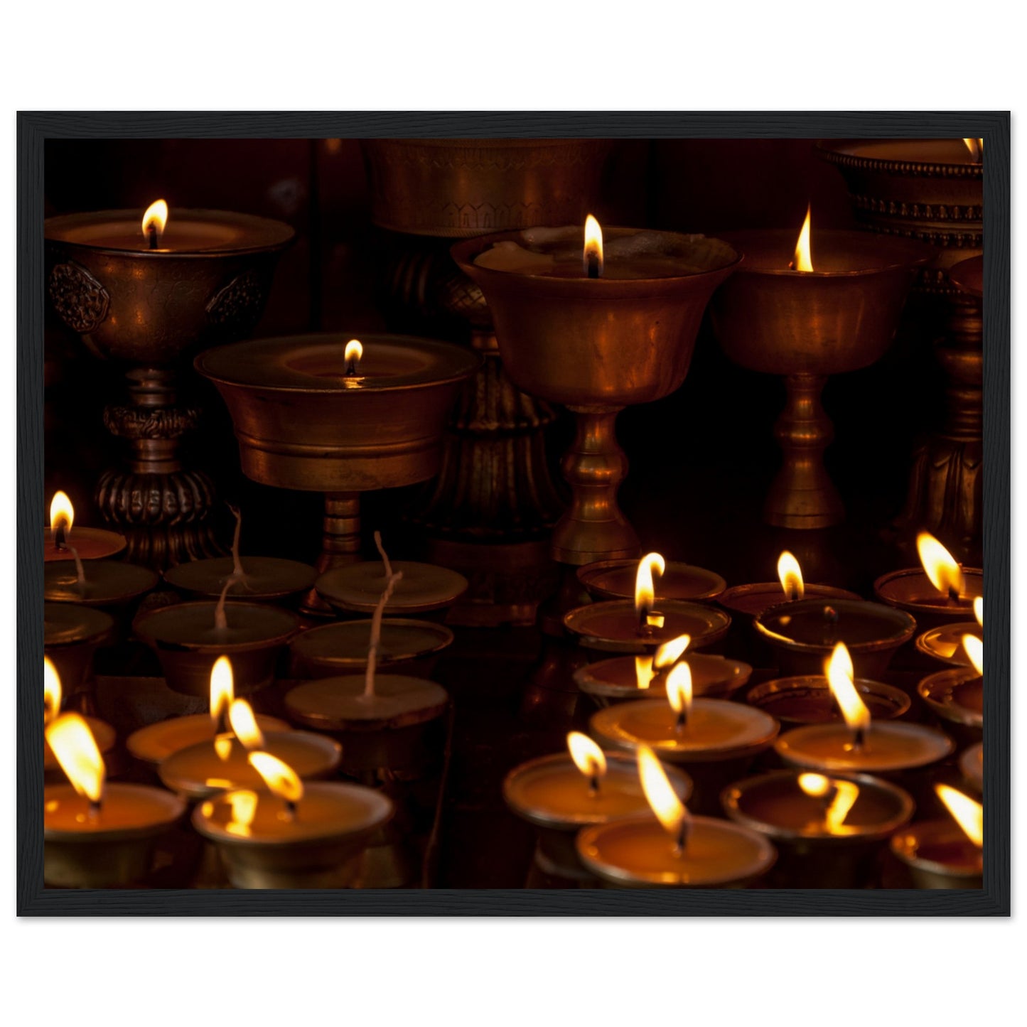 Lit candles at the monkey temple of Kathmandu