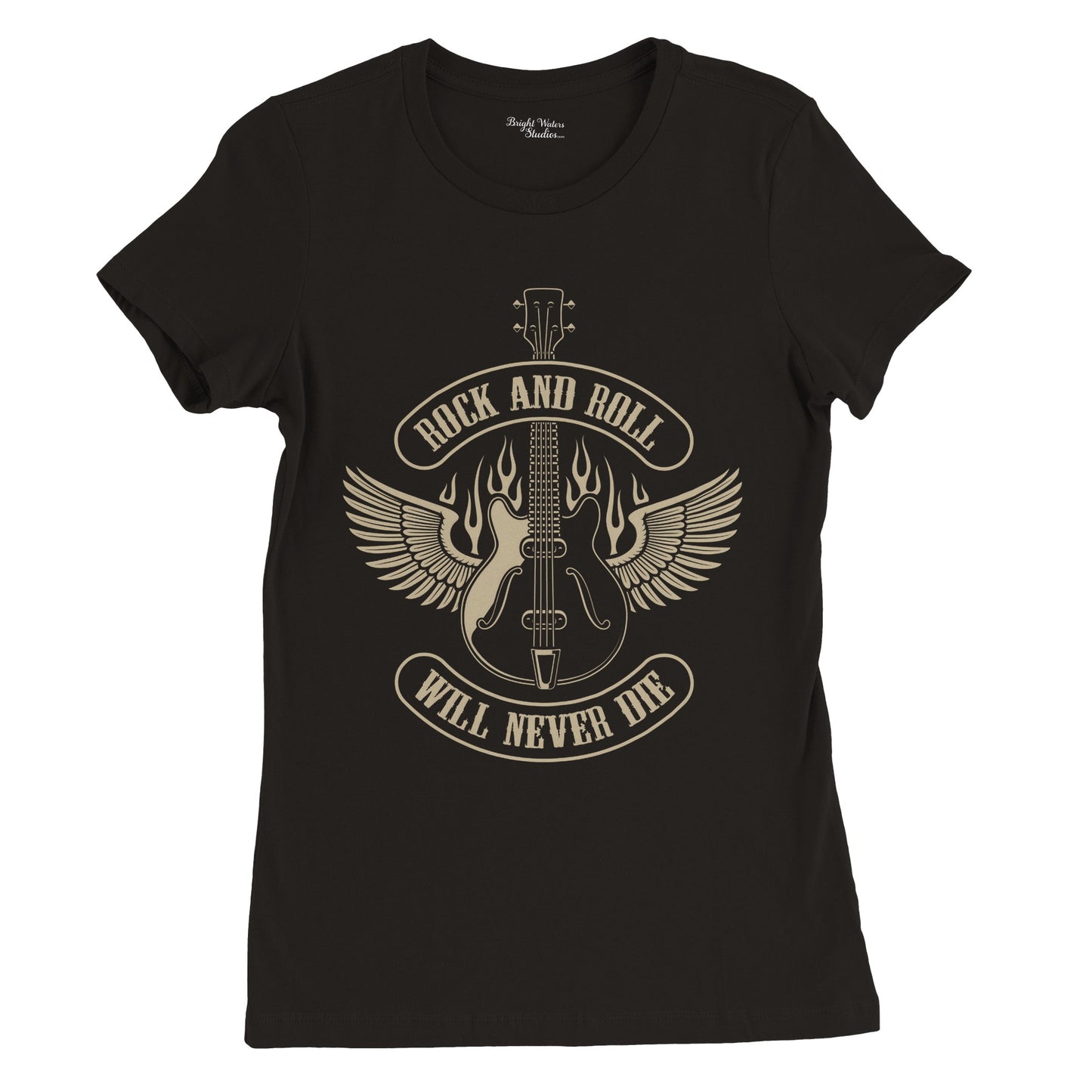 Rock and Roll Will Never Die Womens T-shirt
