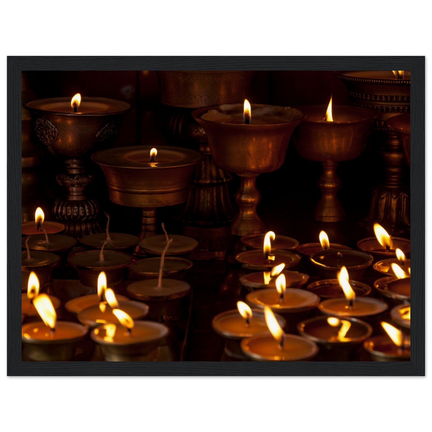 Lit candles at the monkey temple of Kathmandu