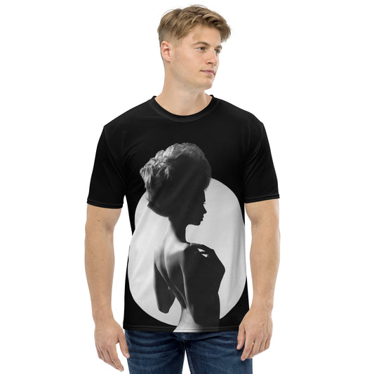 Naked elegant woman on geometric background T-shirt
