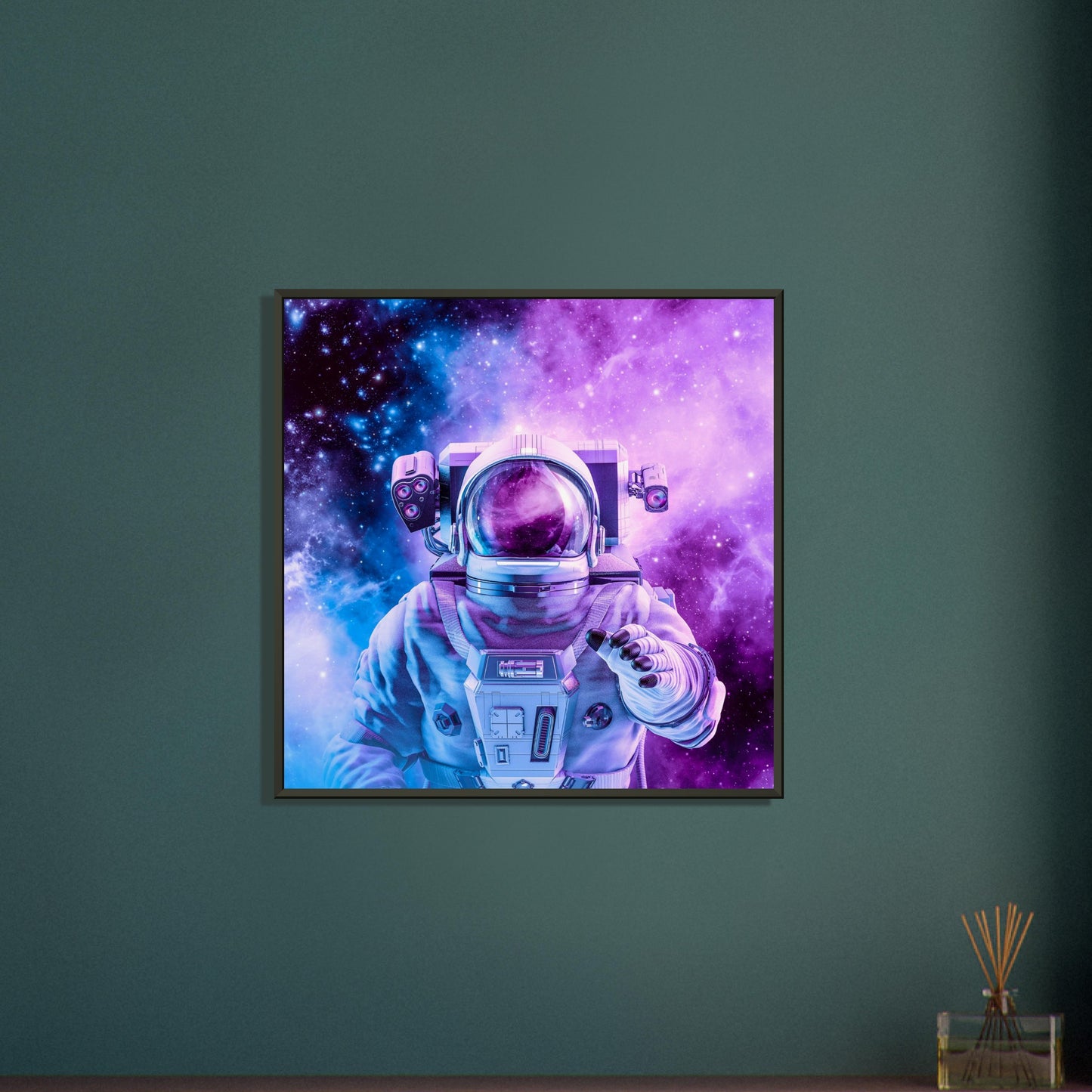 Astronaut surrounded by nebula