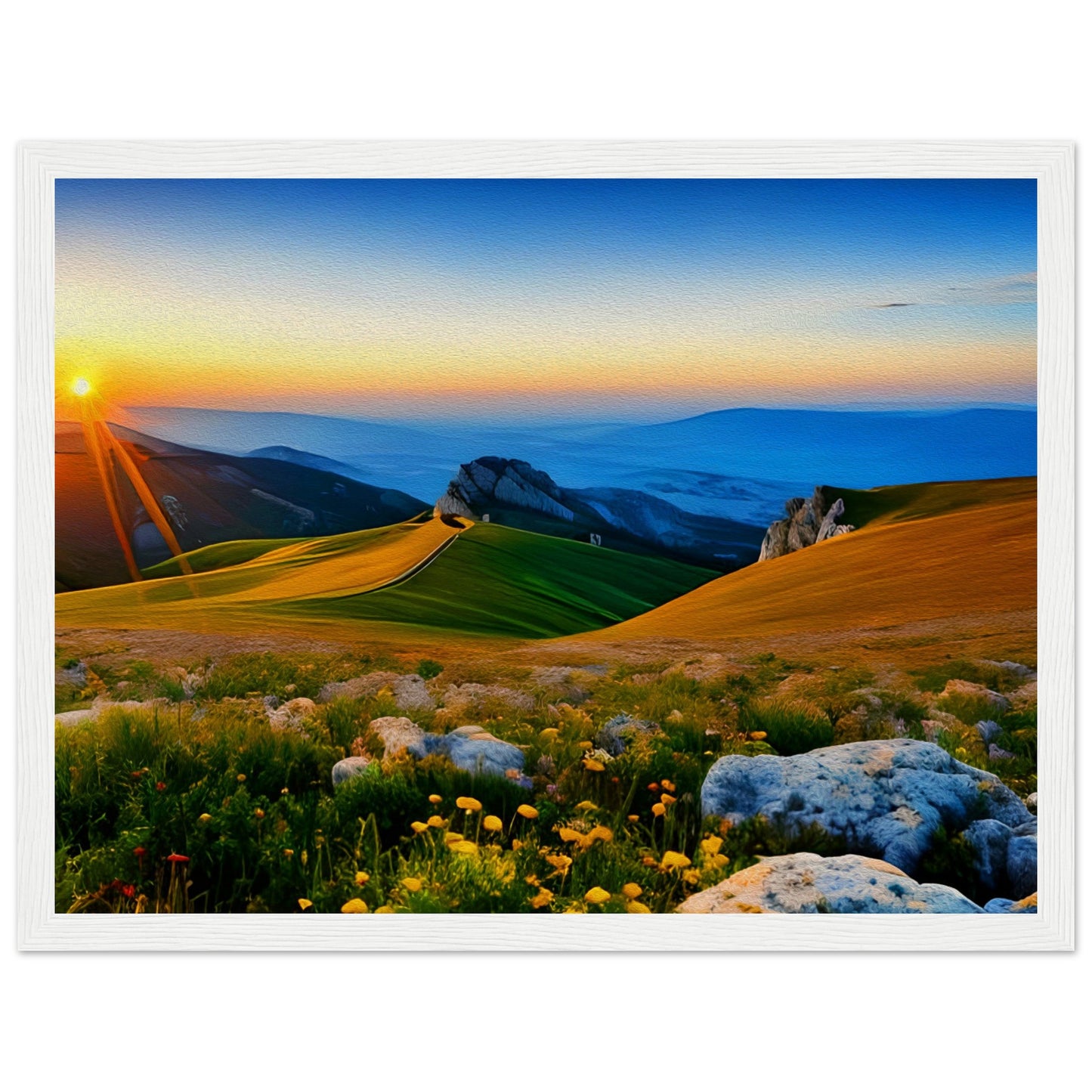 Mountain landscape with sunset