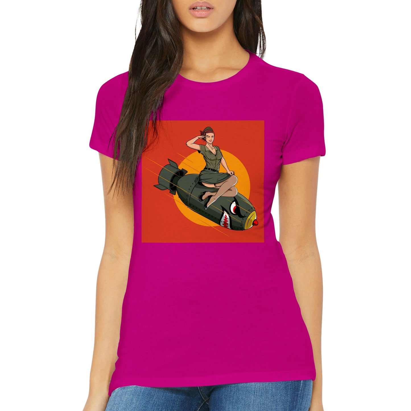 Pin-upgirl on bomb Womens T-shirt