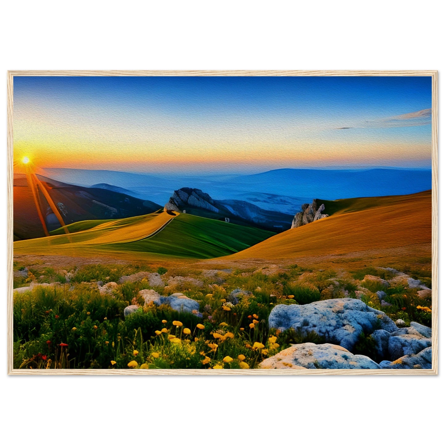 Mountain landscape with sunset