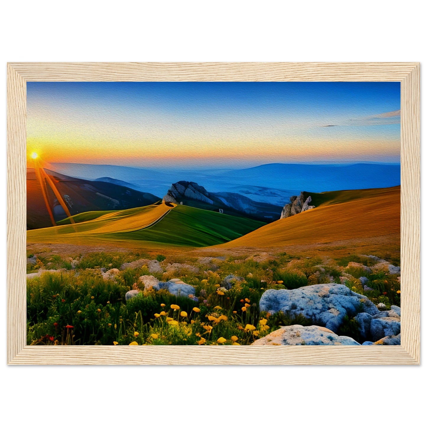 Mountain landscape with sunset