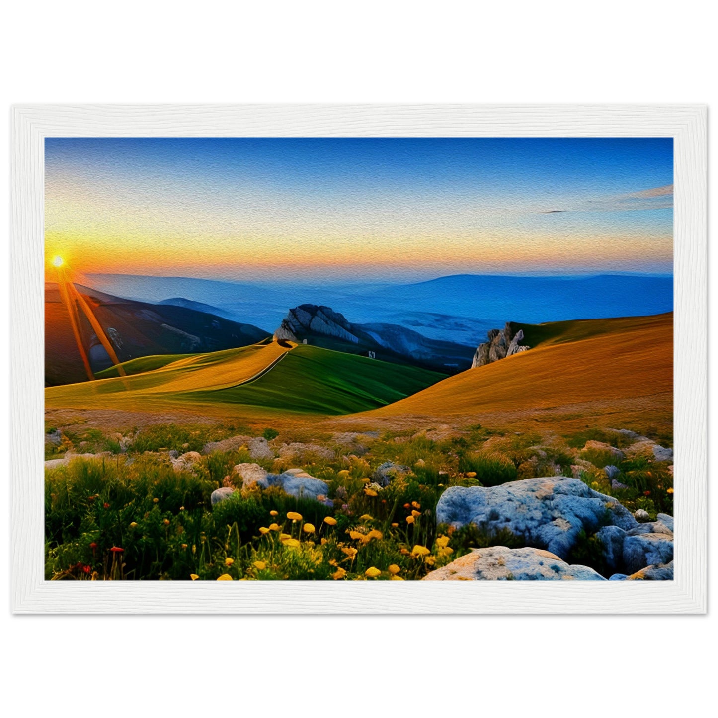 Mountain landscape with sunset