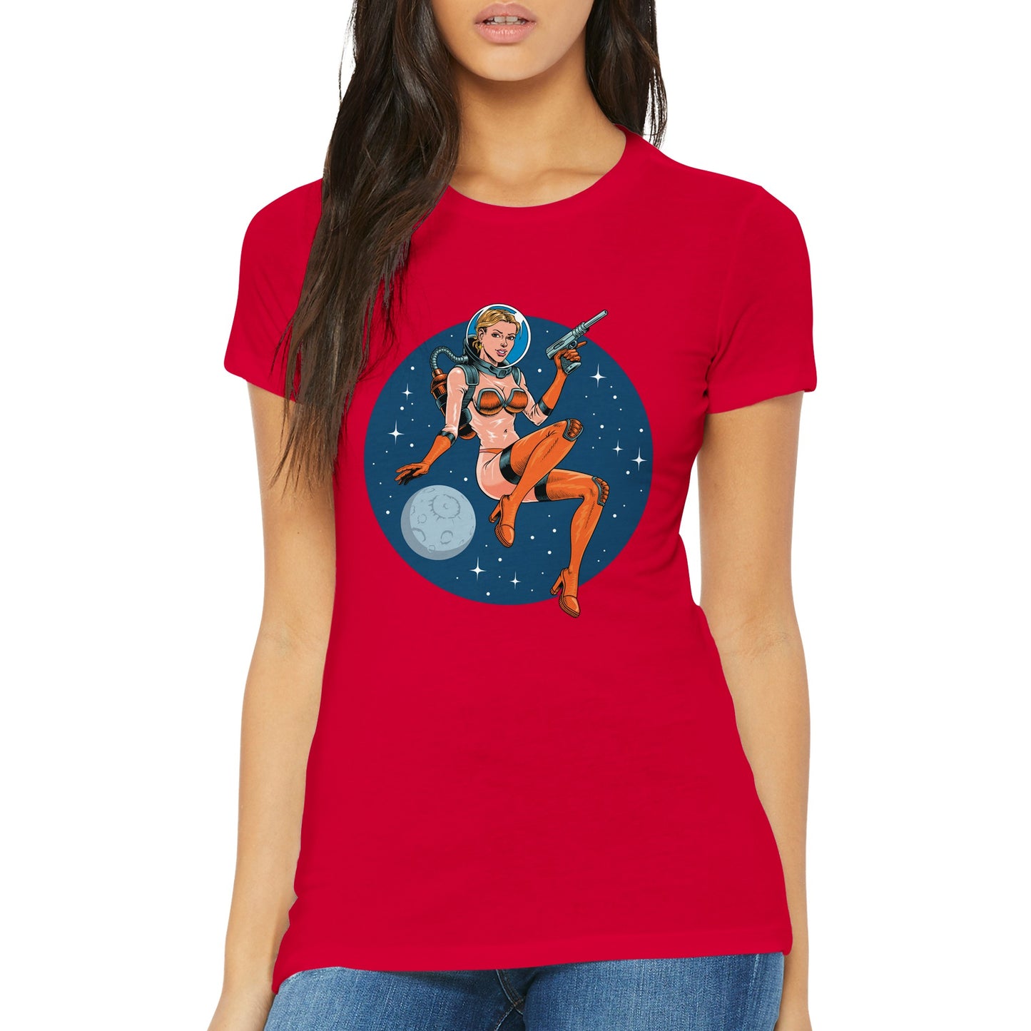 Pin-up in Space Womens T-shirt