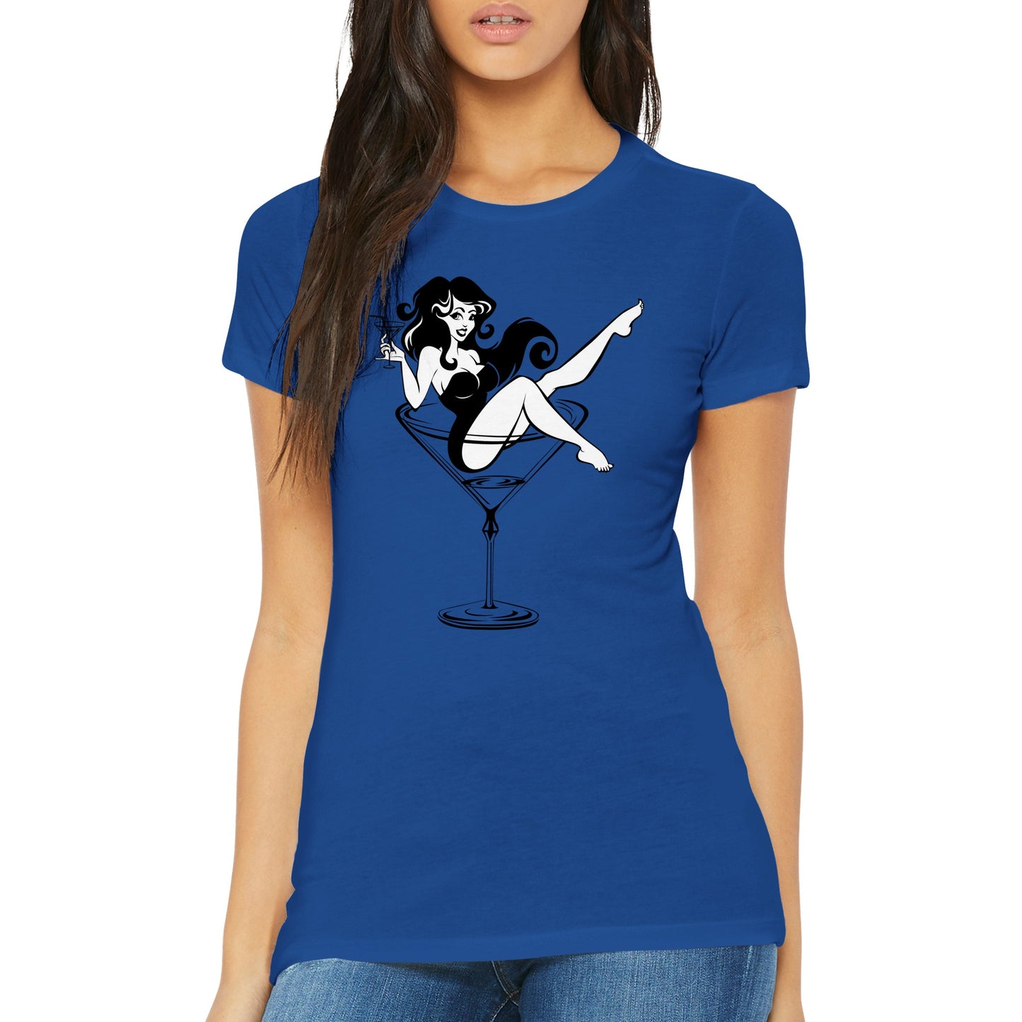 Pin-up in martini glass Womens T-shirt