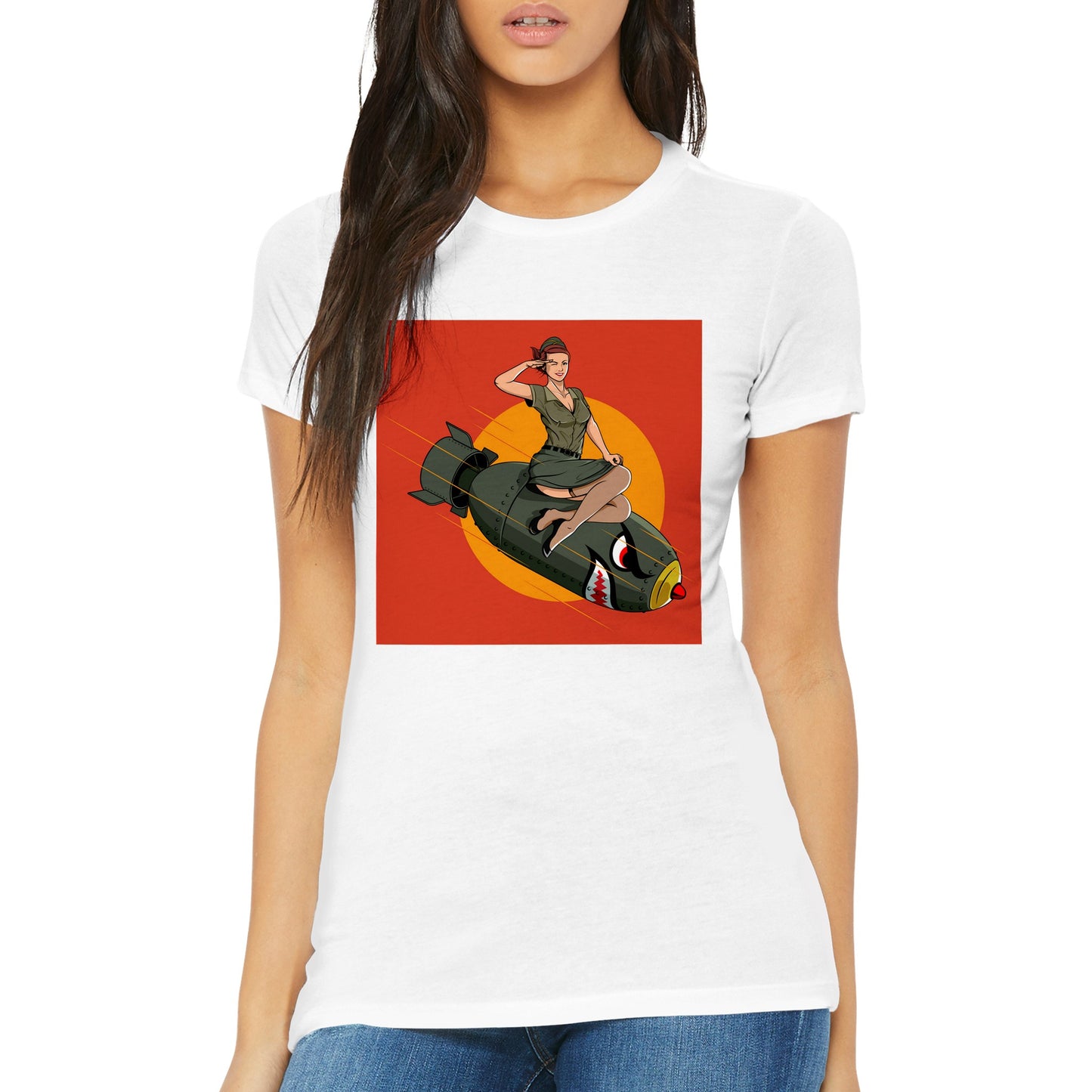 Pin-upgirl on bomb Womens T-shirt