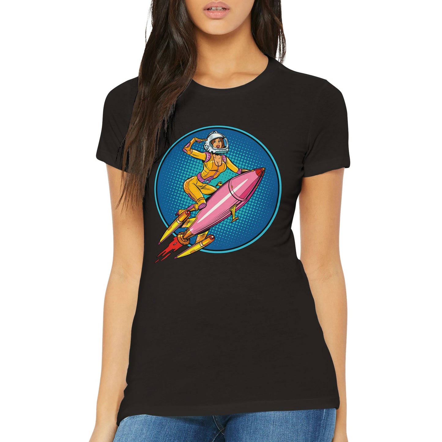 Pin-upgirl in space Womens T-shirt