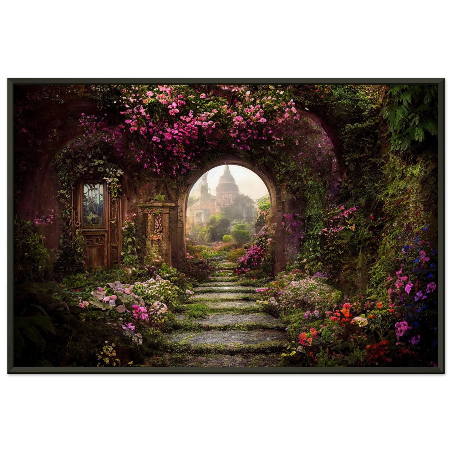 Fairytale garden with flower arches