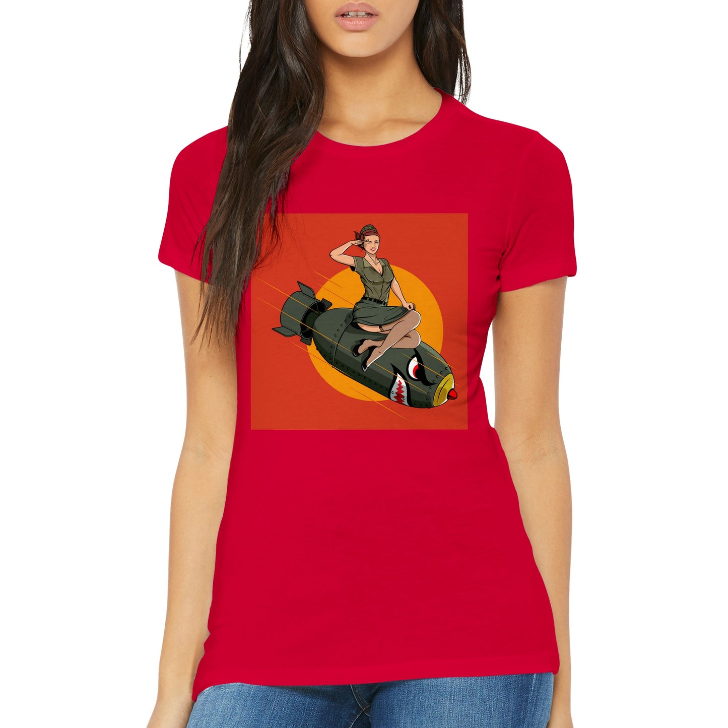 Pin-upgirl on bomb Womens T-shirt