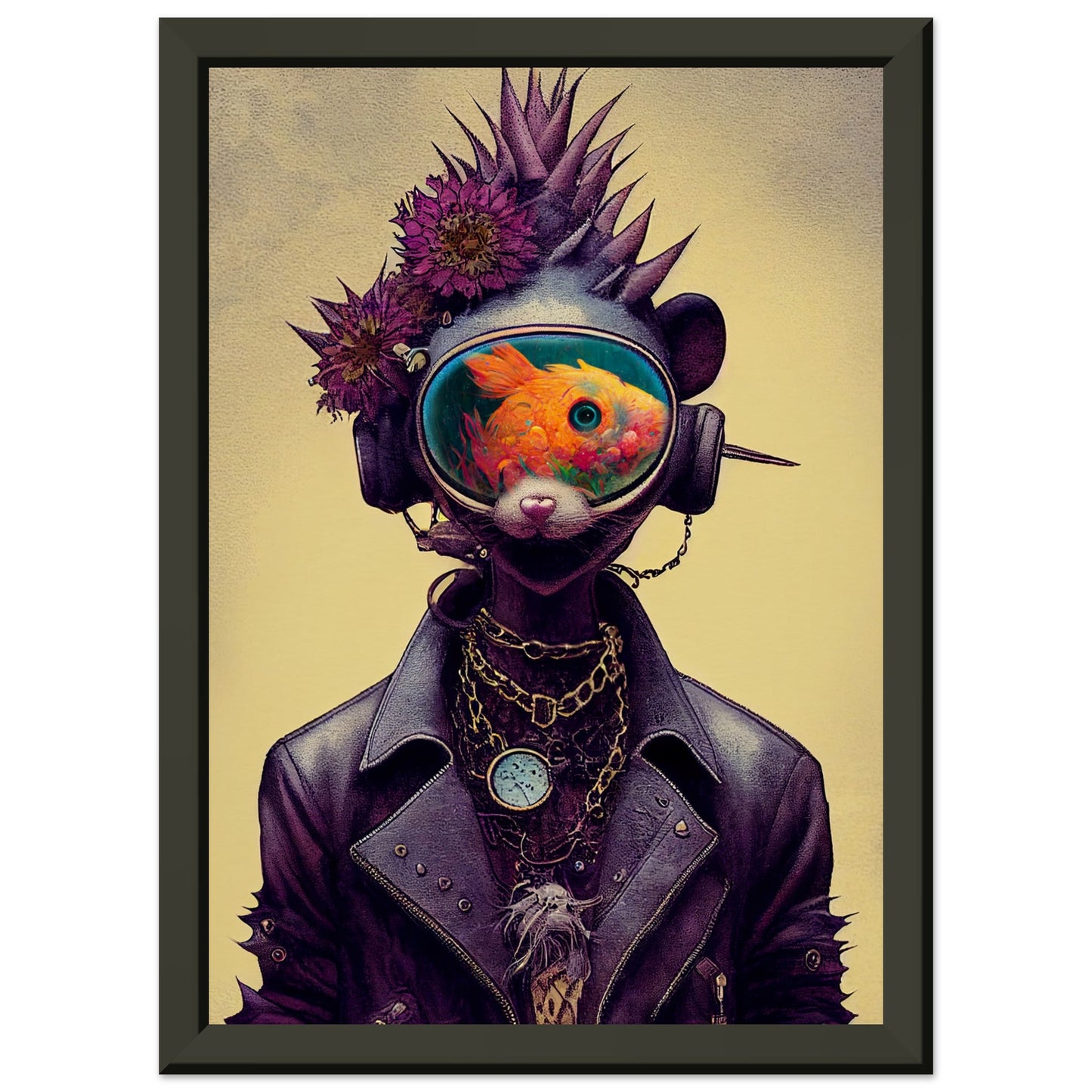 Anthropomorphic flower-punk cat-fish creature
