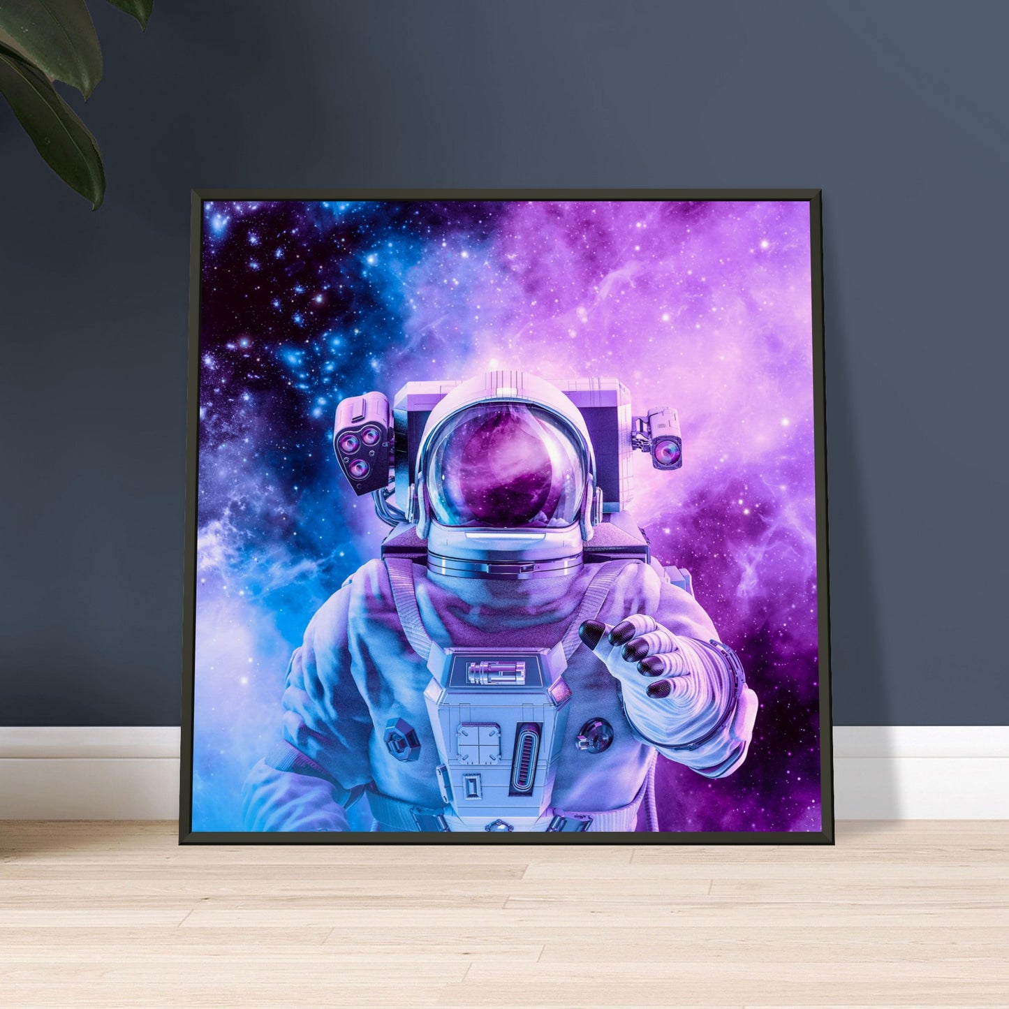 Astronaut surrounded by nebula