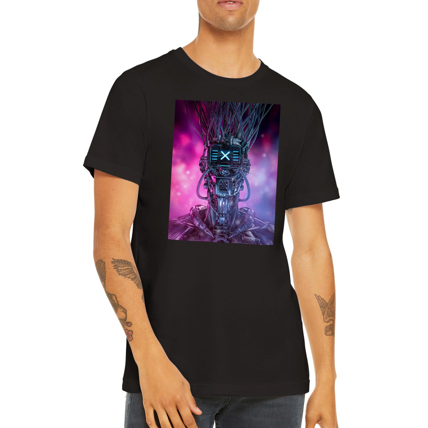 Cyberpunk skull robot T-shirt