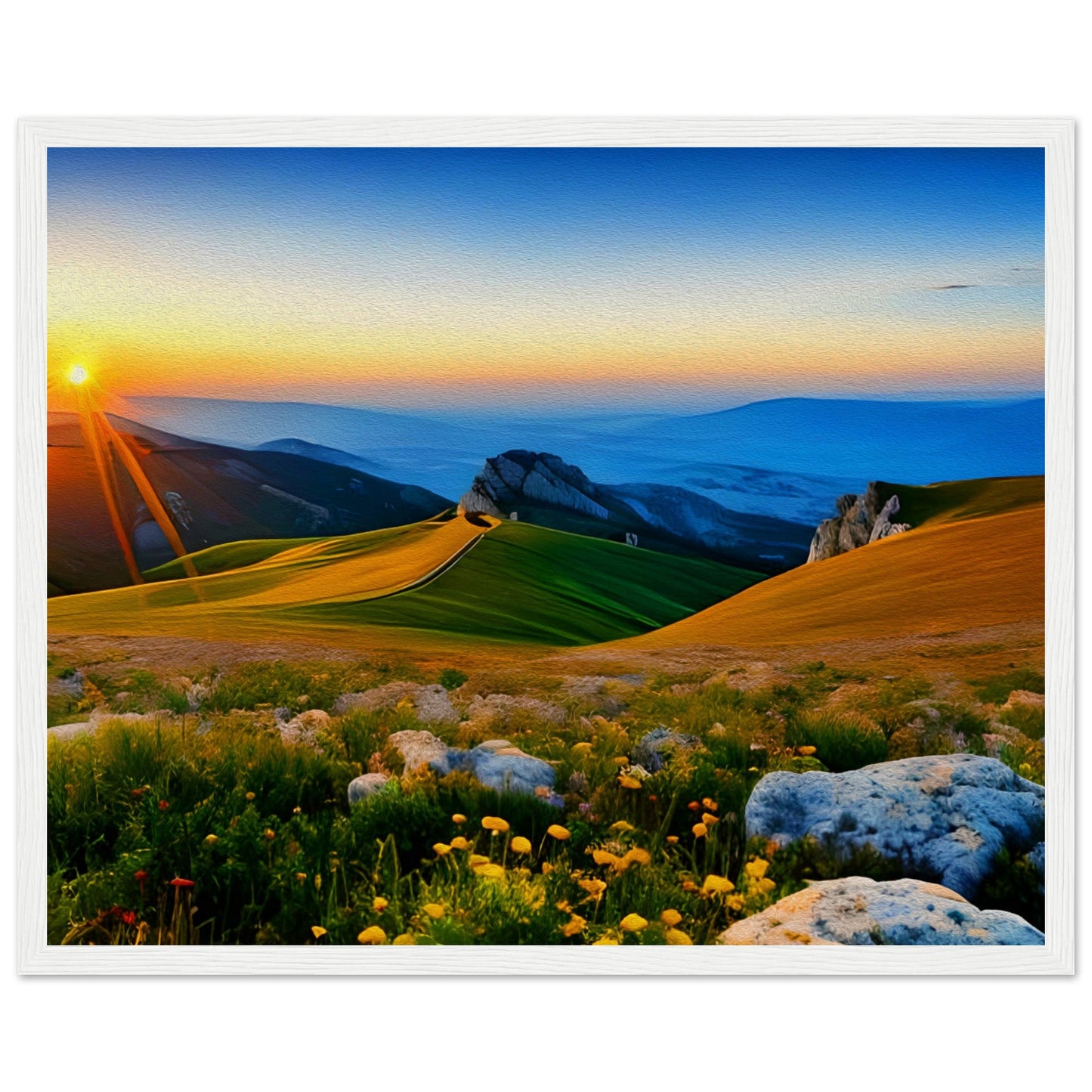 Mountain landscape with sunset