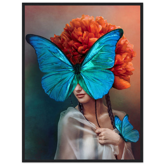 Portrait of a woman with butterflies
