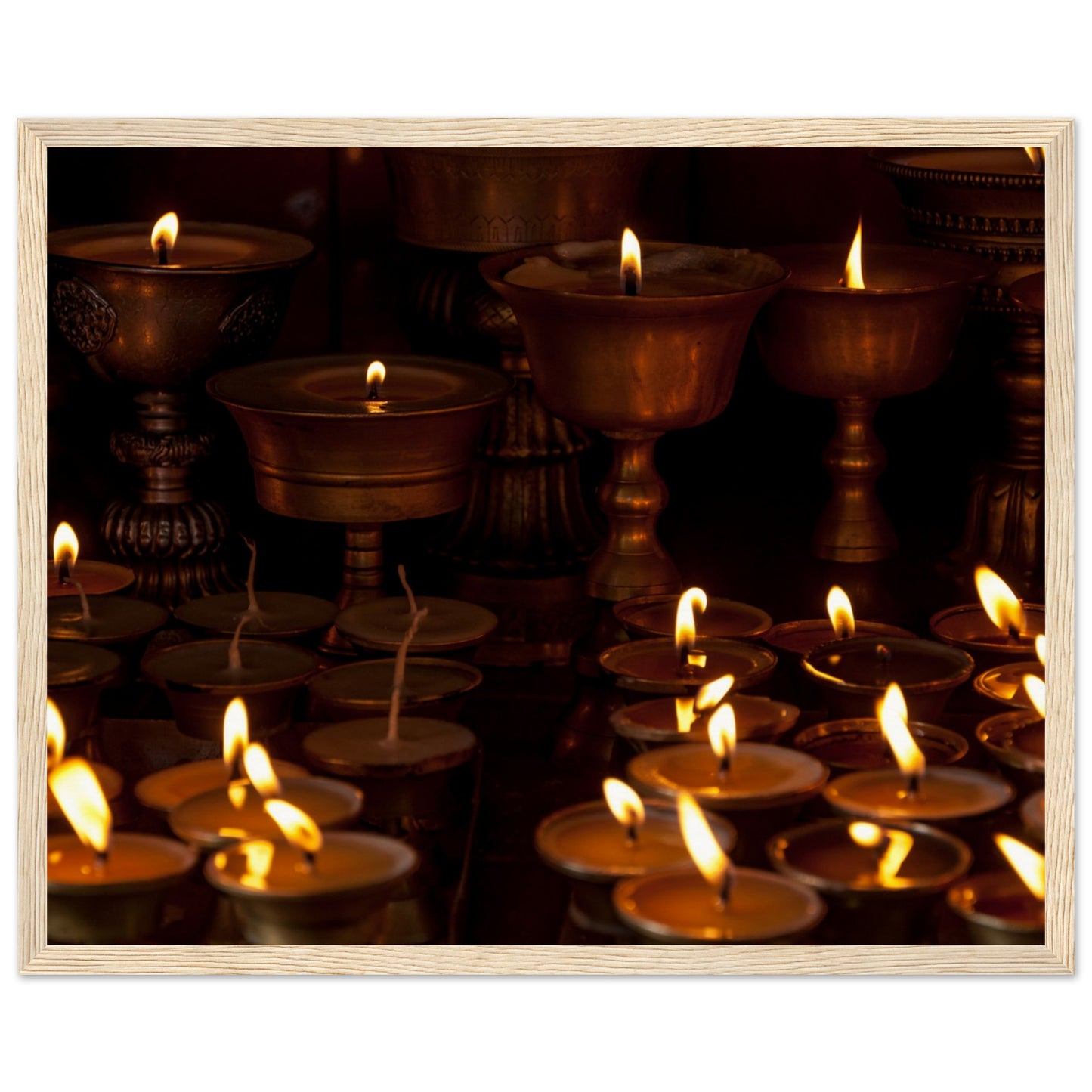 Lit candles at the monkey temple of Kathmandu