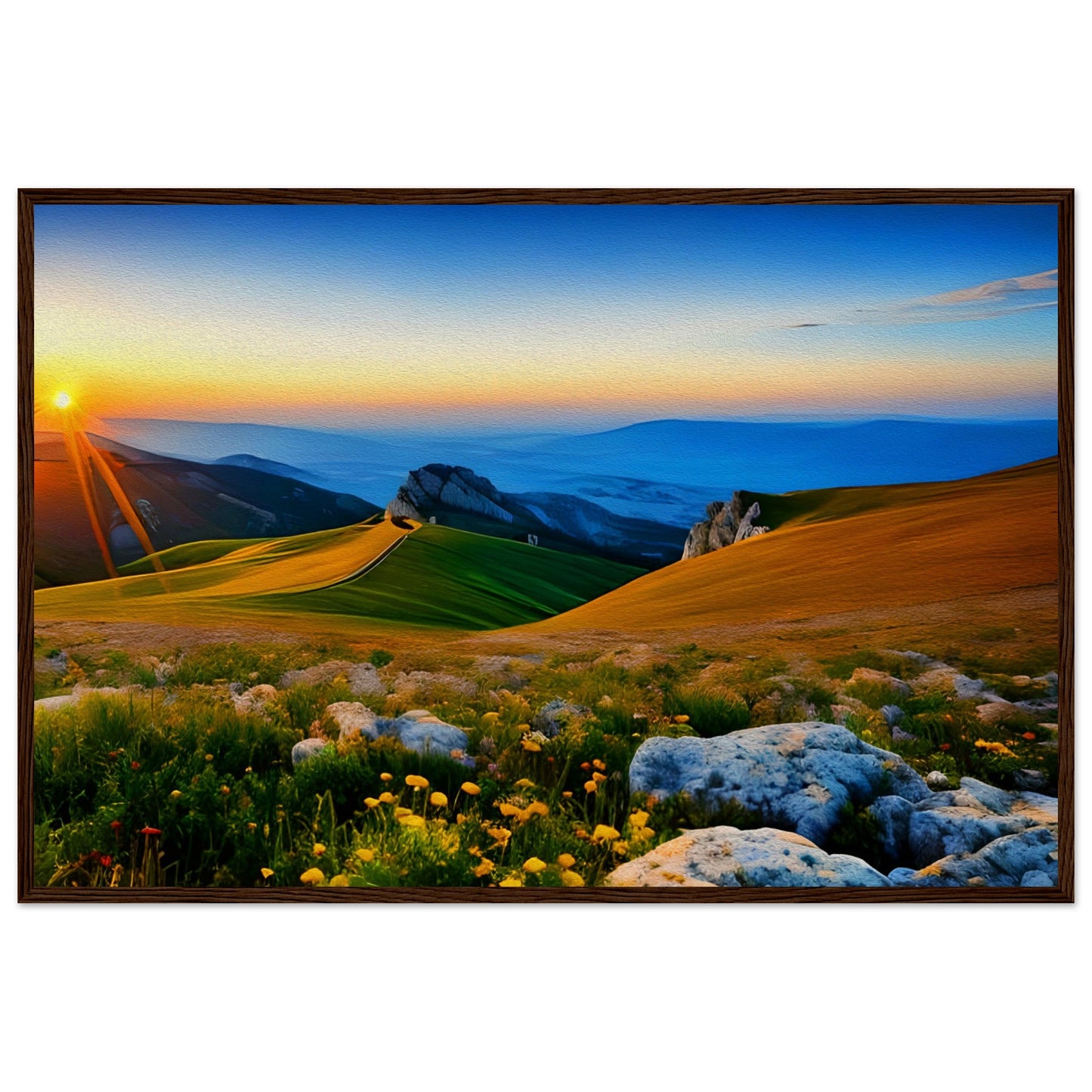 Mountain landscape with sunset