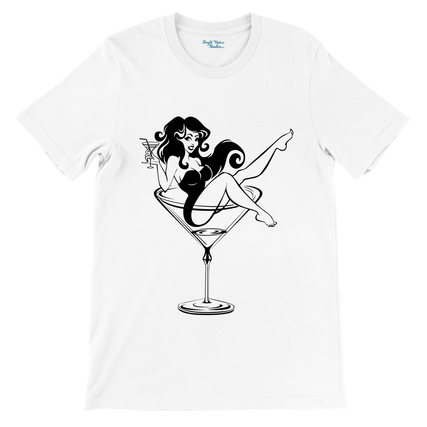 Pin-up in martini glass T-shirt